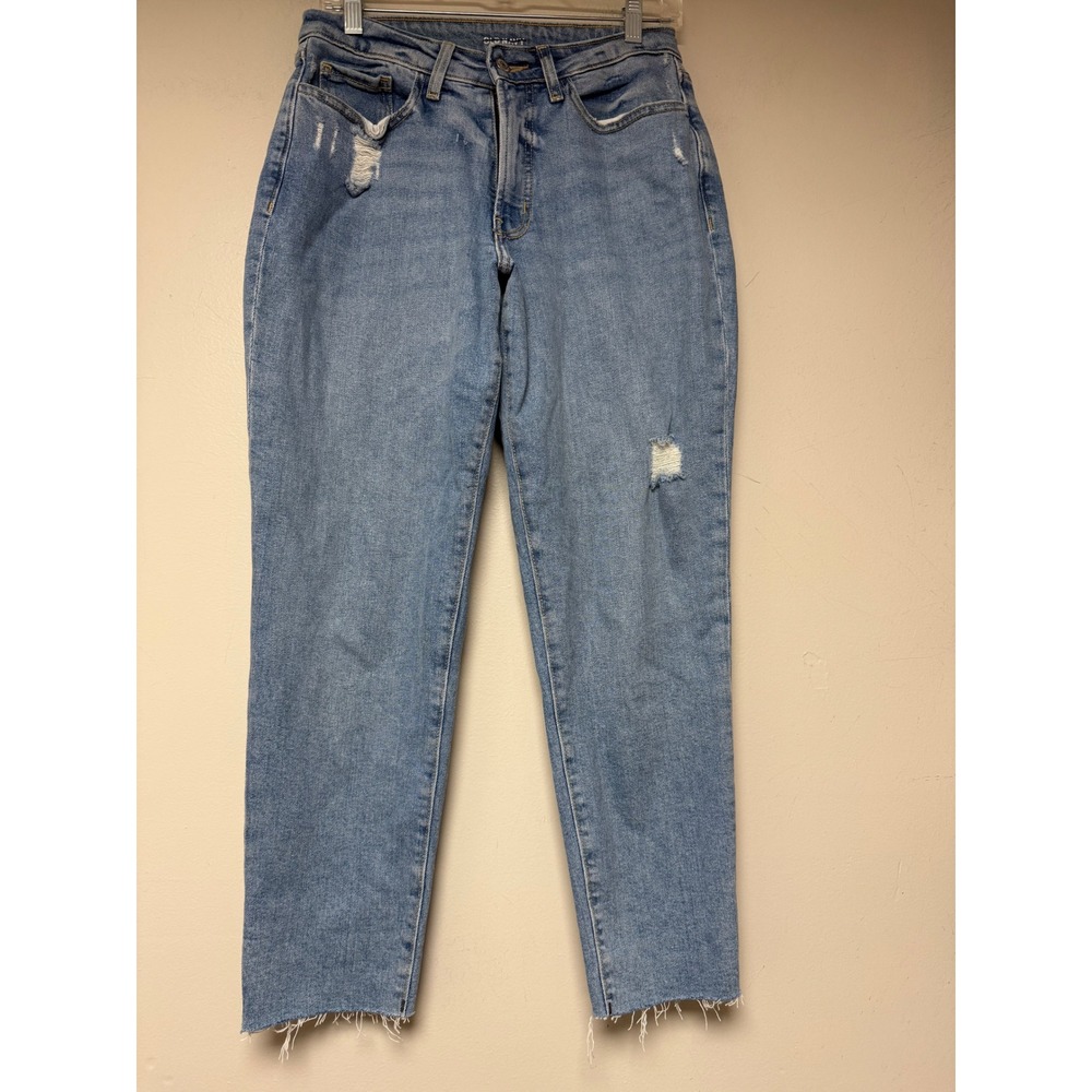 Old Navy Straight‎ Leg Jeans Womens 10 Light Blue Excellent Distressed Raw Hem